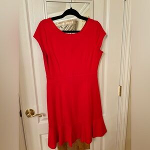 Loft Red Dress with Ruffle Hem